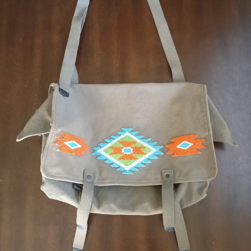 Denim Supply Aztec beaded native crossbody messenger bag rrl ralph